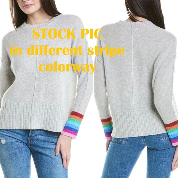 Alashan Cashmere Multicolor Stripe Boxy Crew Sweater - NWT Size Small - Picture 6 of 7
